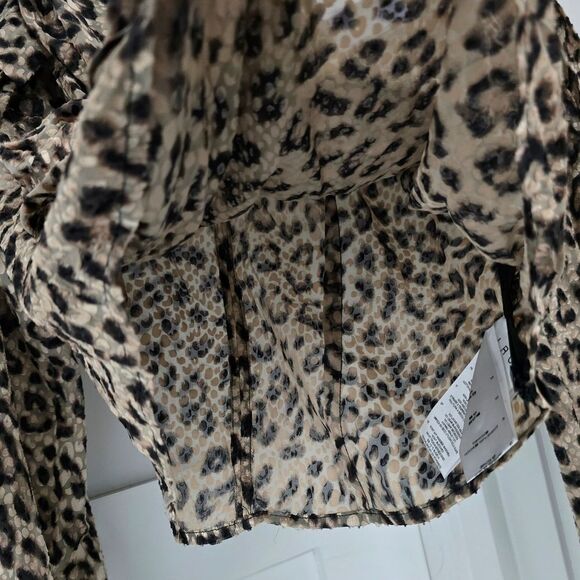 🆕️ IRO Magena Fil Coupé Chiffon Puff Sleeve Ruffle Long Sleeve Blouse Leopard - Picture 9 of 15